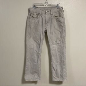 True Religion Jeans Men’s Size 34 Optic White Ricky Flap Straight Denim Jeans